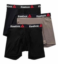NEW MENS REEBOK BOXER BRIEFS GRAY BLACK ESSENTIAL COMFORT SIZE S 26-30" WAIST