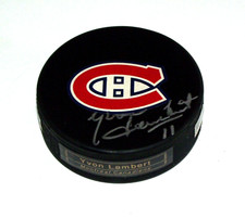 Yvon Lambert Montreal Canadiens Autographed Hockey Puck  A3885