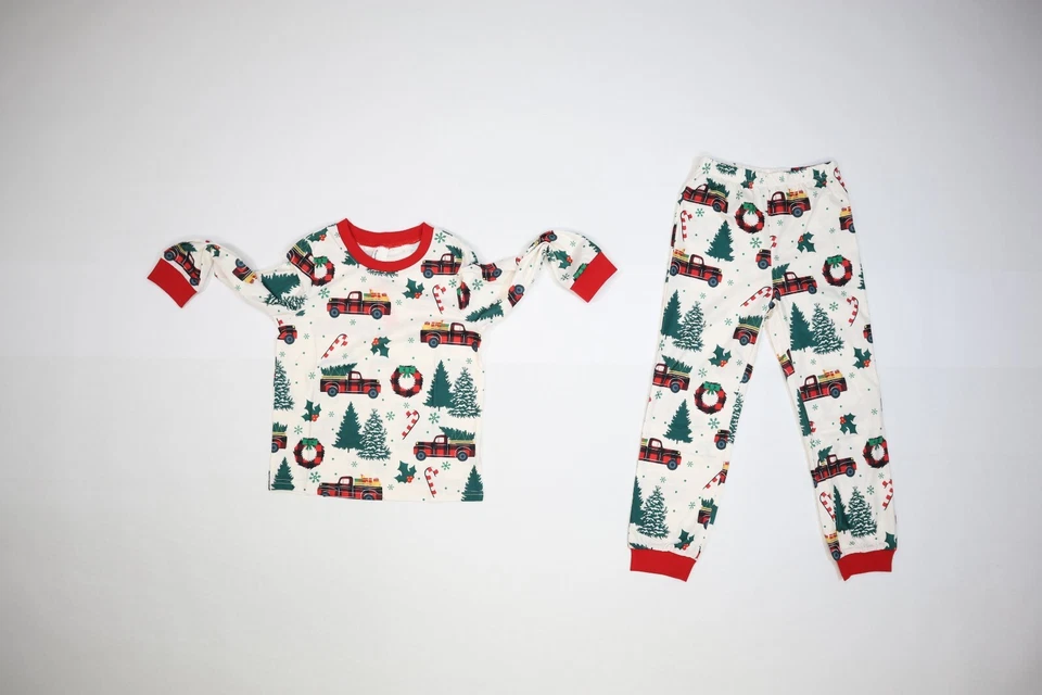 PatPat Christmas Allover Print Car & Tree Pattern Pajamas Youth 6-7 Years - Изображение 4 из 4