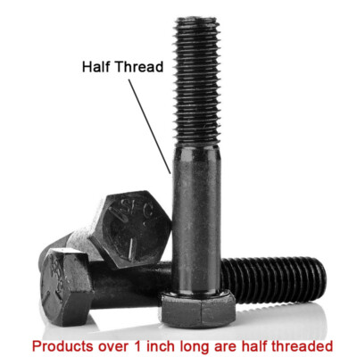UNC Hex Screw 1/4-20 American Standard Thread Black Level 5 Bolts Various Length
