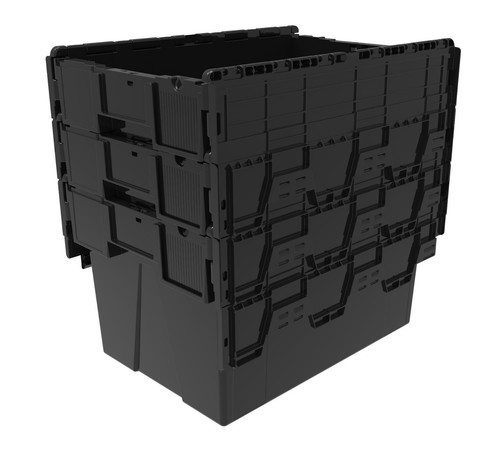 10 x NEW BLACK 65 Litre Plastic Storage Boxes Containers Crates Totes with Lids - Picture 2 of 6