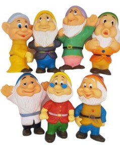 Vintage Walt Disney Seven Dwarves Toys Squeaker 7 Dwarfs Snow White COMPLETE