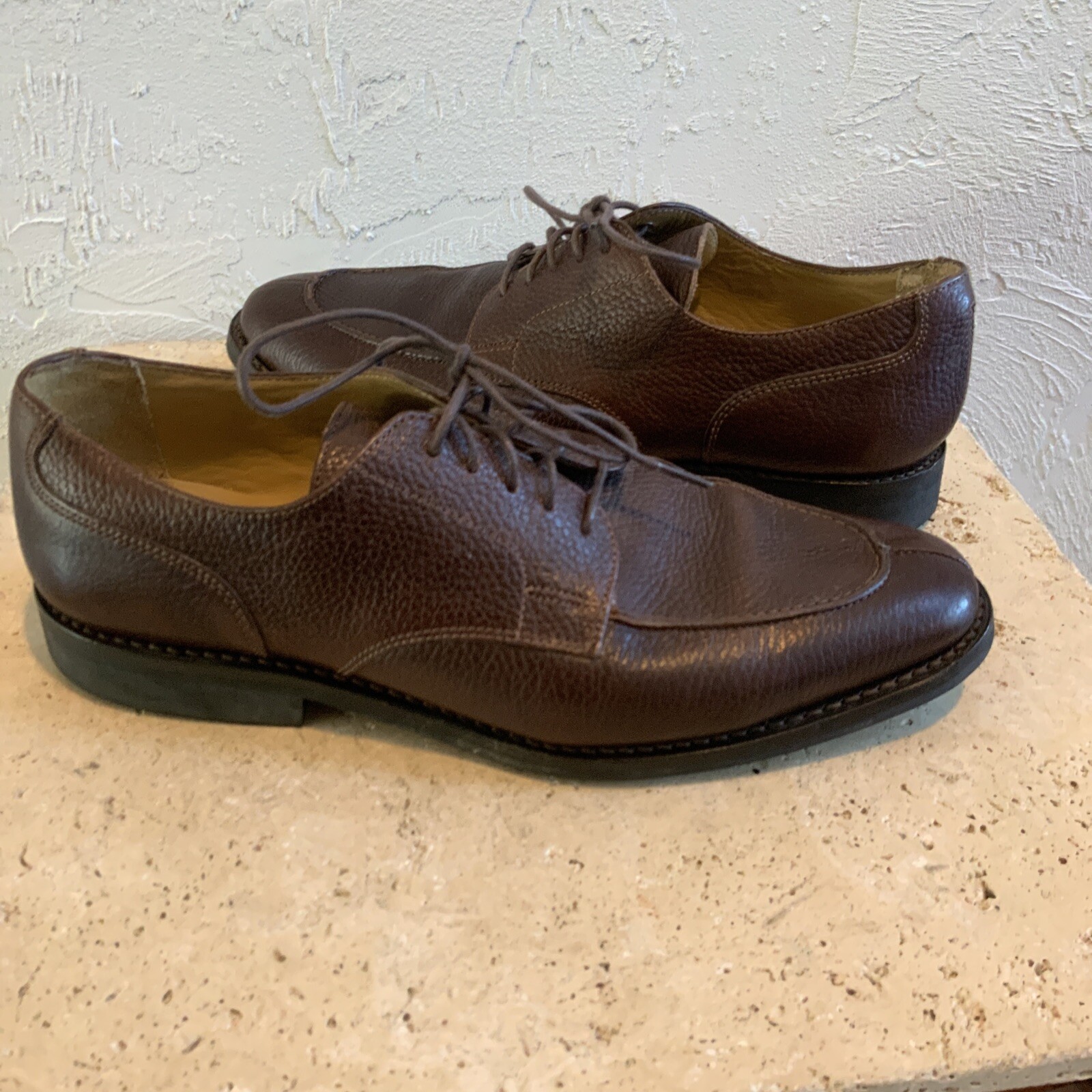 SAOLA Scarpe Oxford Brooks Brothers 346 uomo 10 5 D punta divisa marrone scuro texture