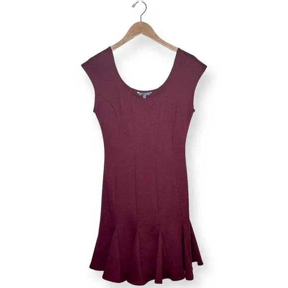 PALM ANGELS Abito CATHERINE MALANDRINO Peplum orlo svolazzante linea A marrone scollo a scoop 4