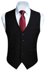 Men's Suit Vest Black Business Formal Dress Waistcoat Vest with 3 Pockets for...