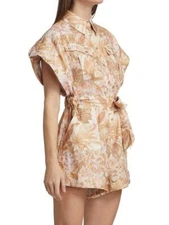 ZIMMERMANN Sepia Floral Andie Cuff Romper/Playsuit AU 0/US 4 $595