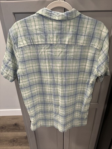 Patagonia Organic Cotton Shirt Men’s Size M Green Blue White Plaid Short Sleeves - Picture 4 of 9