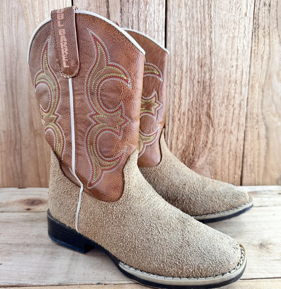 Twister Kids Cowboy Western Boots Brown Sz 12.5 Double Barrel Rodeo Foto 4 de 4