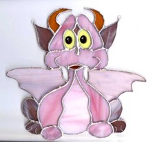 Smok Mellany, obraz na okno Tiffany, szerokość 20cm wysokość 20cm, ręcznie robiony