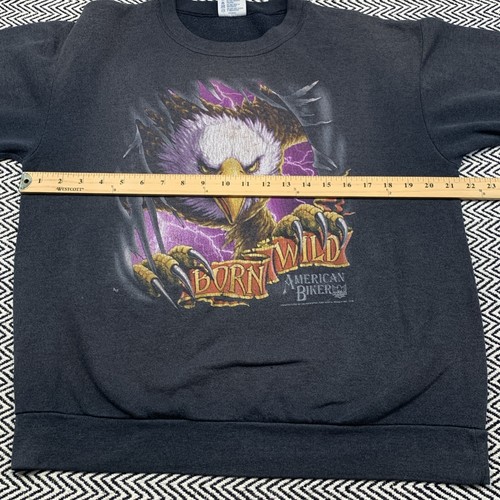 Sudadera de motociclista estadounidense Harley Davidson Born Wild Eagle 1992 vintage para hombre XL - Imagen 7 de 9