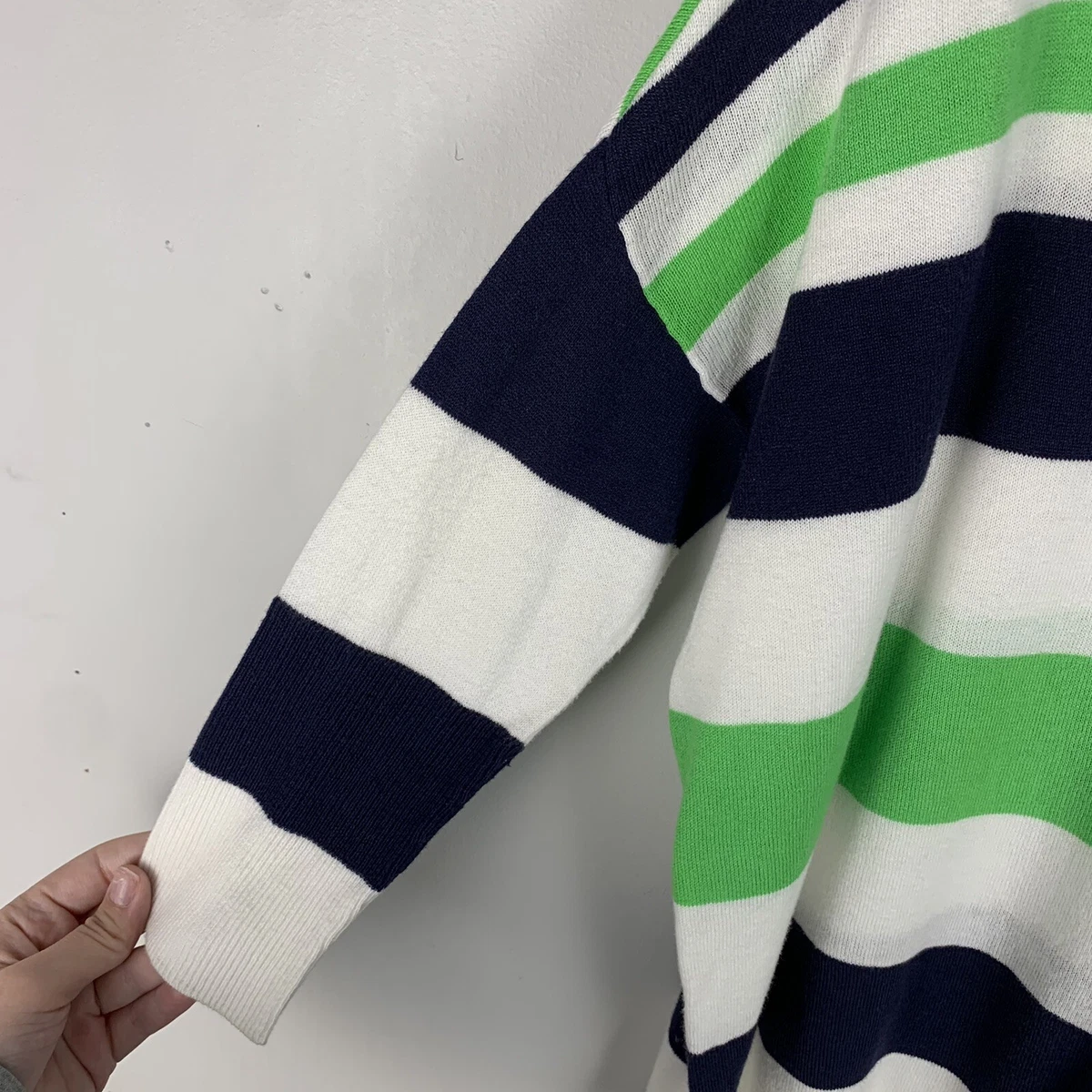 Green and blue striped sweater sale