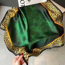 100 Mulberry Silk Bandanna Shawl Square leopard print Print Wrap Scarf 27