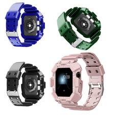 Designed for Apple Watch Series 9/8/7/6/5/4/3/2/Se,Rugged Case with Strap Bands
