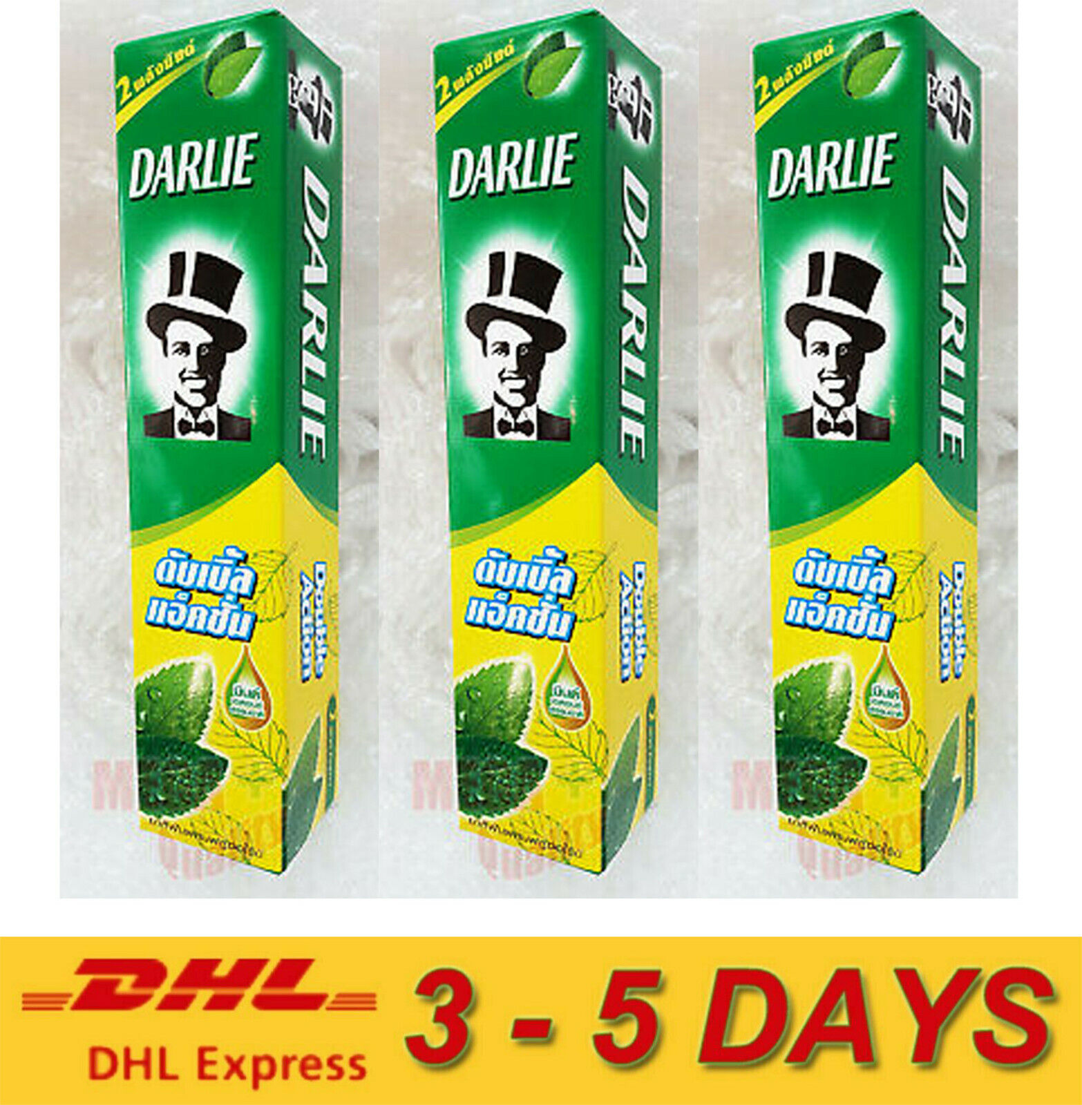 3 x 85g. Darlie Double Action Fluoride Toothpaste Natural Spearmint Fresh Breath 3 x 85g. Darlie Double Action Fluoride Toothpaste Natural Spearmint Fresh Breath