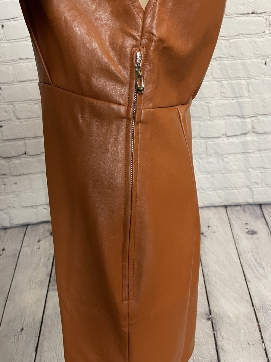 NWT New En Saison Vegan Leather Padded Shoulder Dress Size M | eBay NWT New En Saison Vegan Leather Padded Shoulder Dress Size M | eBay