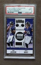 2018 Contenders Round Numbers Lamar Jackson & Hayden Hurst ~ PSA Graded 9 Mint