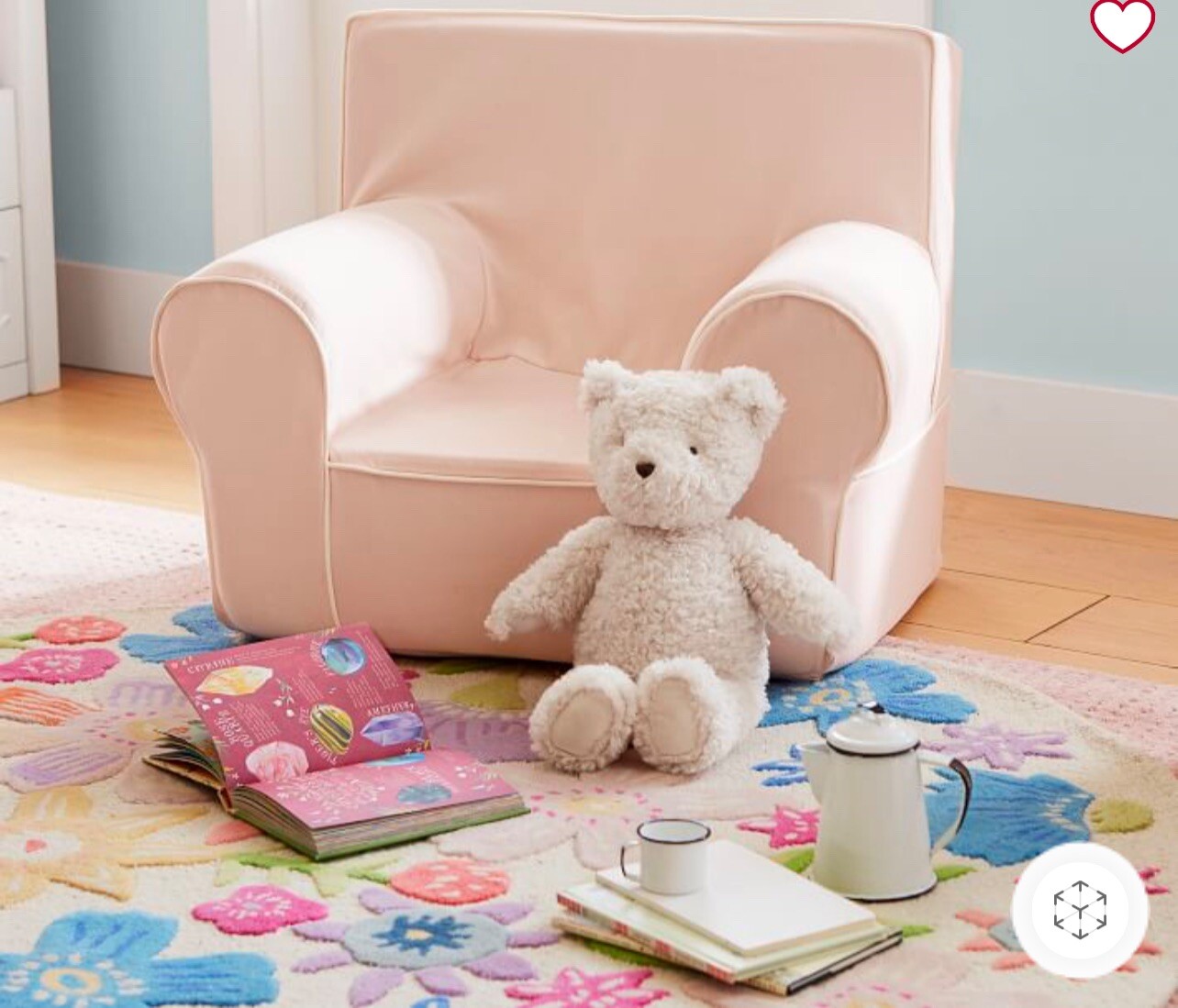 Pottery Barn Kids Pink Blush Twill White Piping Anywhere Chair Slipcover Only