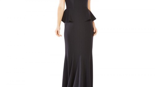 BCBG Max Azria Women's Long Maxi Dress Size 4 Peplum Solid Sleeveless A1229 - 第 3/8 張圖片