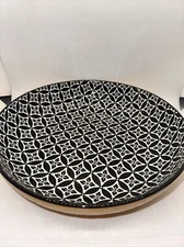 DOWAN 11.5" X 2.5" COLORFUL SERVING BOWL YELLOW BLACK WHITE EXCELLENT CONDITION