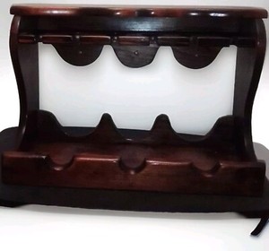 Unbranded Medium Brown Free Standing Wooden Wine Rack W/Glass Holder's