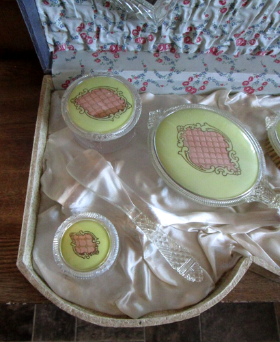 Antikes Hollywood Lloyd Nolan Zelluloid Waschtisch Set orig. Schatulle 30er-40er Jahre - Bild 7 von 17