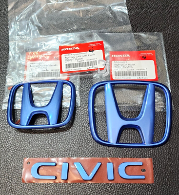 1SET H+CIVIC FE BLUE HYBIRD COLOR LOGO EMBLEM BADGE FOR HONDA