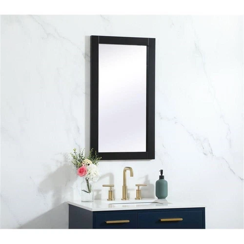 Elegant Decor Aqua 18x32" MDF Wood and Metal Vanity Mirror in Black - Picture 8 of 8