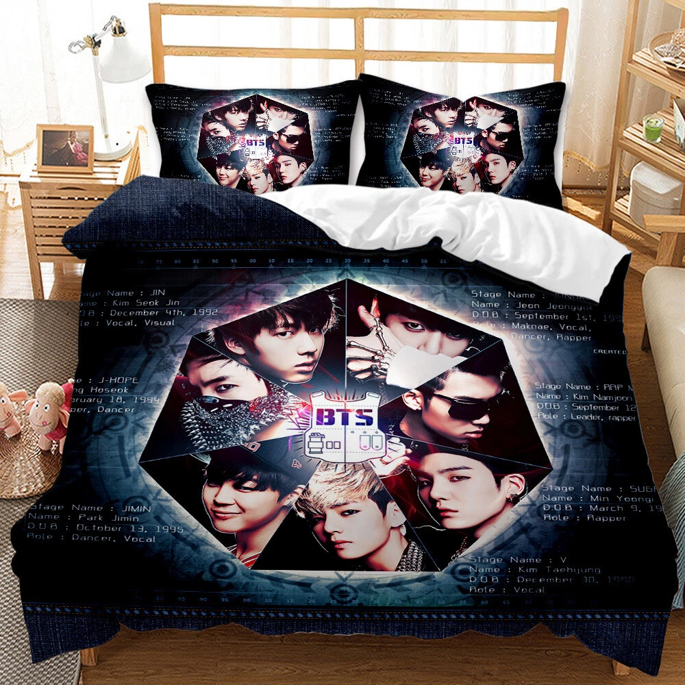 BTS Bangtan Boys Bedding Set Single/Double/Queen/King Cover Set