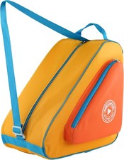 Skate Bag for Ice, Inline, Roller  Quad Skates - Kids  Adults Peach-Orange/Blu
