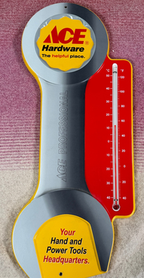 #ad ACE Hardware Wrench Thermometer 24quot; Shop Advertising Sign – Works $29.99