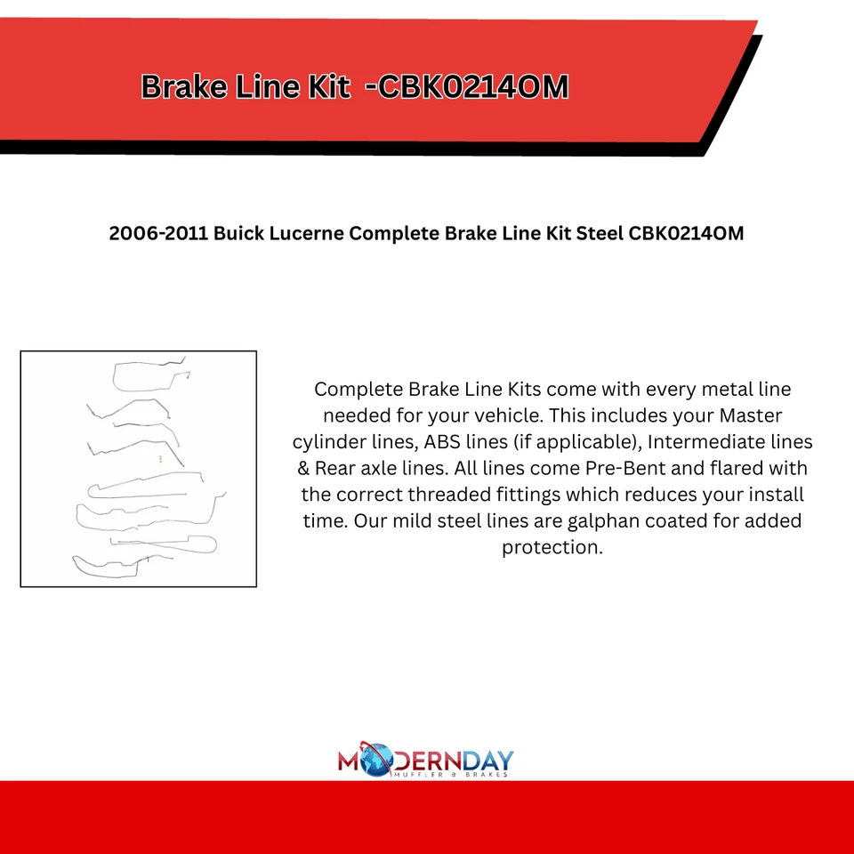 Полный комплект тормозной магистрали подходит для Buick Lucerne 2006-2011-CBK0214OM - Изображение 4 из 4