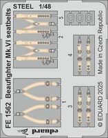 MW22 Eduard FE1562 Beaufighter Mk.Vi Seatbelts Steel 1/48 Zoom Set For Revell