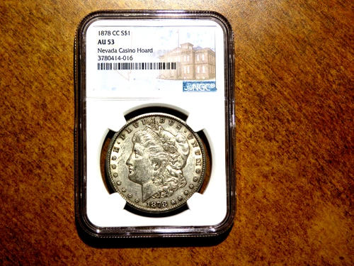 1878-CC MORGAN SILVER DOLLAR "NGC AU53" HAS LUSTER/ HIGH POINTS NICE COIN W4