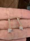 NEW 1 1/4" Sterling Silver Vermeil Moissanite Womans Dangle Pierced Earrings  — photo 5