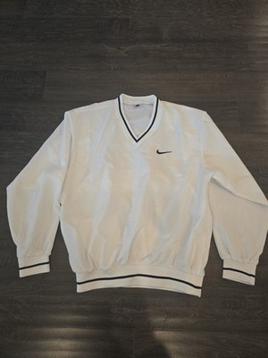 Vintage 90s Nike White Vneck windbreaker Pullover. Size  Medium
