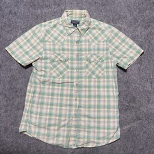 Vintage Y2K Polo Jeans Ralph Lauren Pearl Snap Shirt Size M Plaid Madras Western