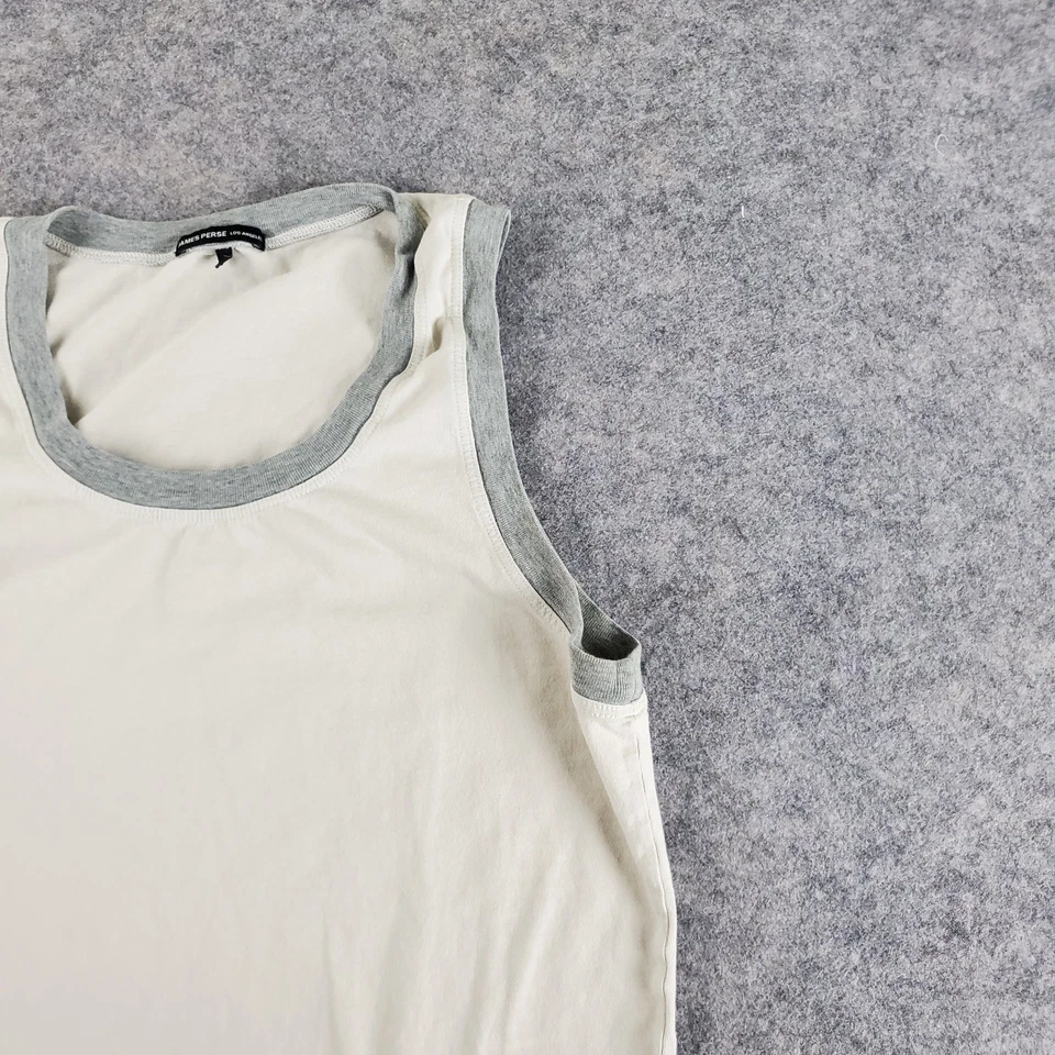 James Perse Tank Top Mens Size 1 Beige Crew Neck Sleeveless Stretch Pullover - Image 3 of 4