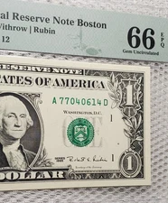 *WEB* 1995 $1 WEB Press Experimental Federal Reserve Note 6/12 PMG GEM UNC 66PPQ