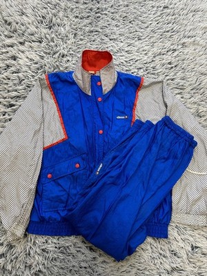 Ellesse Tracksuit Women 3 Blue Jacket Pants Set Windbreaker Grid Pattern Vintage