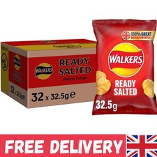 Ready Salted Crisps Case of 32 x 32.5g Packs - Perfect for Snacks & Lunchboxes
