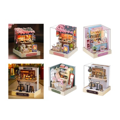 Miniatur Puppenhaus Sets 3D Puzzles, DIY Basteln mit Lichtern Mini Haus Modell