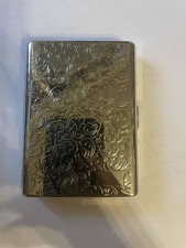 Retro Florentine 2-clip Silver 100s Cigarette Case Business Credit Card Holder