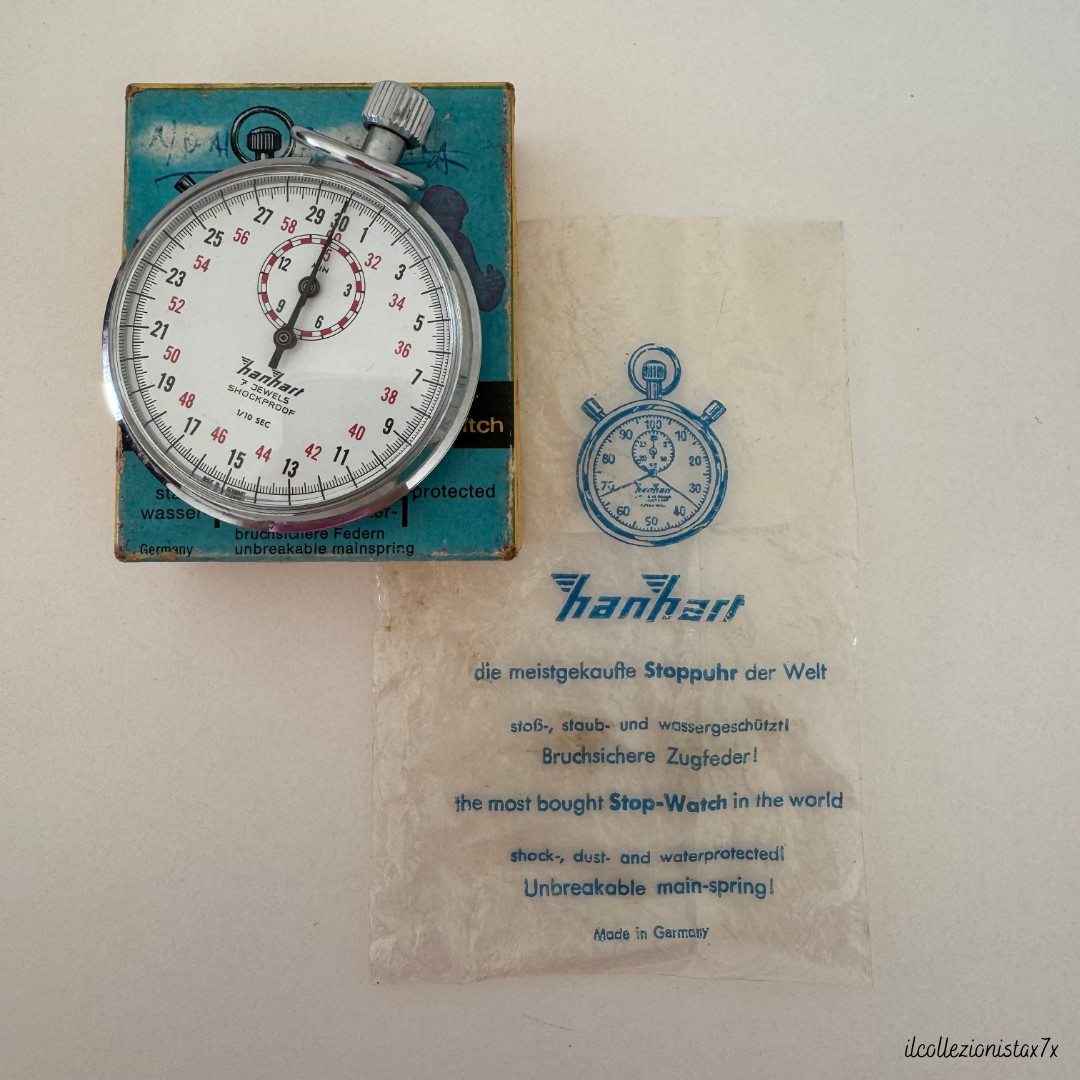 Hanhart Cronometro Vintage 7 Jewels 1/10 Sec Shockproof con Box e Documentazione