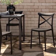 4X BIRK Style Cafe Bistro Garden Patio Polypropylene Stackable Dining Chairs