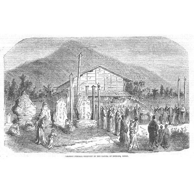JAPAN Trauerfeier in der Pagode von Dzizo-Do - antiker Druck 1857