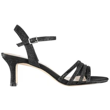 Nina Nelena Rhinestone Ankle Strap  Womens Black Dress Sandals NELENA-BLK