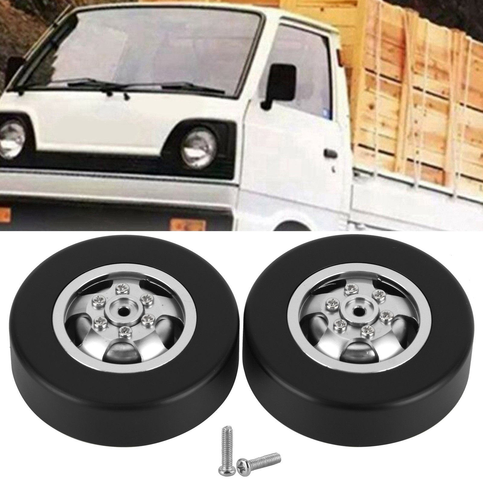 2pcs Aluminum Alloy Drift Tire RC Car Parts Accessories Fit For WPL D12 RC Truck