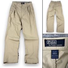 Vintage 90s Polo Ralph Lauren Polo Double Pleated Pants Mens 30x32 29x31 Khaki