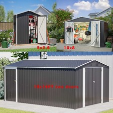BIRCHTREE Garden Shed Metal Apex Roof Outdoor Storage With Free Foundation