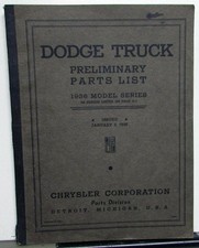 1936 Dodge Trucks Dealer Parts List Book Catalog L Series 12 Thru 1 12 Ton